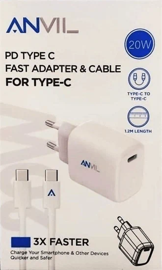 מטען קיר PD20W Anvil עם כבל TC-TC אורך 1.2מ