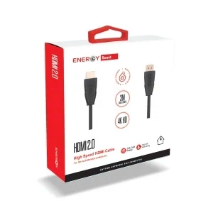 כבל 3 מ' 24K HDMI זכר ל-HDMI זכר שחור, מצופה זהב גרסה 2.0 תמיכה ב-4K