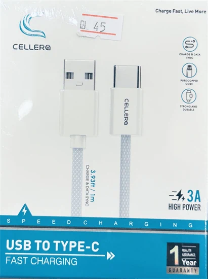 כבל קלוע  USB TO TYPE C מחברת CELLERO