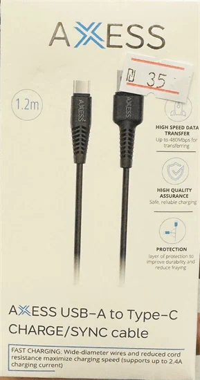 כבל USB TO TYPE C מחברת AXESS
