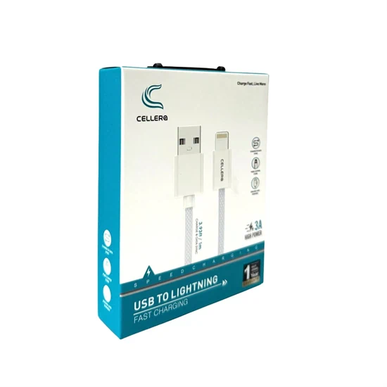 כבל קלוע  USB TO LIGHTNING מחברת CELLERO